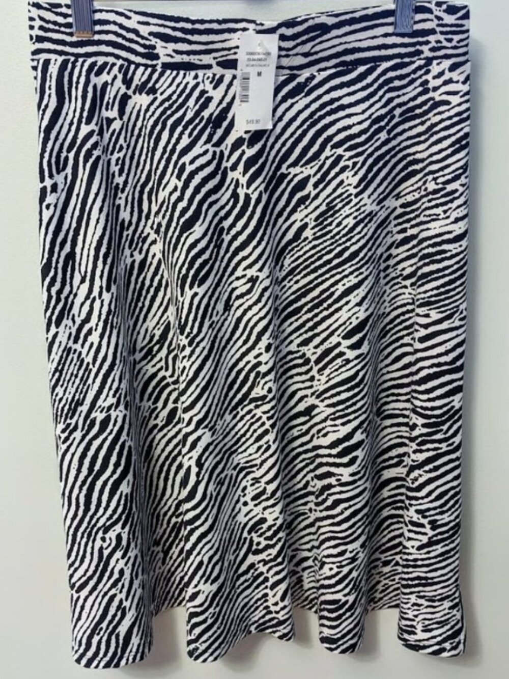 Rickis Black White Zebra Animal Print Midi Flared Skirt Size Medium M